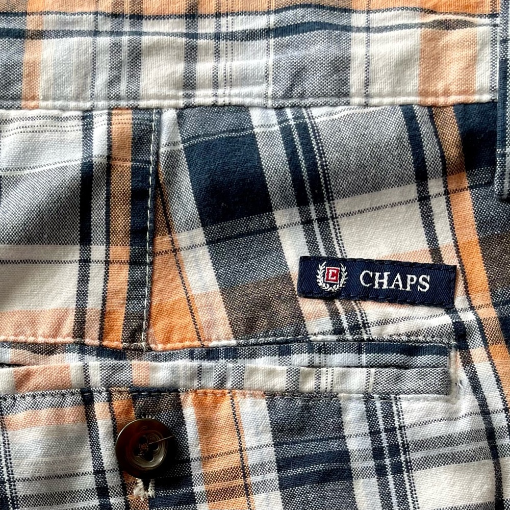Men's Chaps Golf Shorts Size 40 Blue Orange Plaid